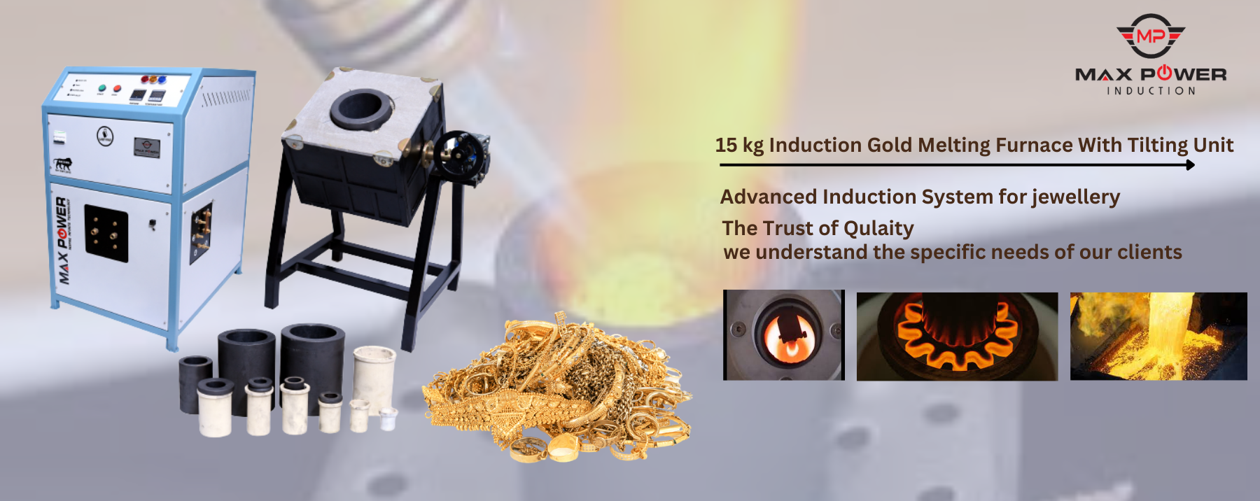 15 kg Induction Gold Melting Furnace With Tilting Unit