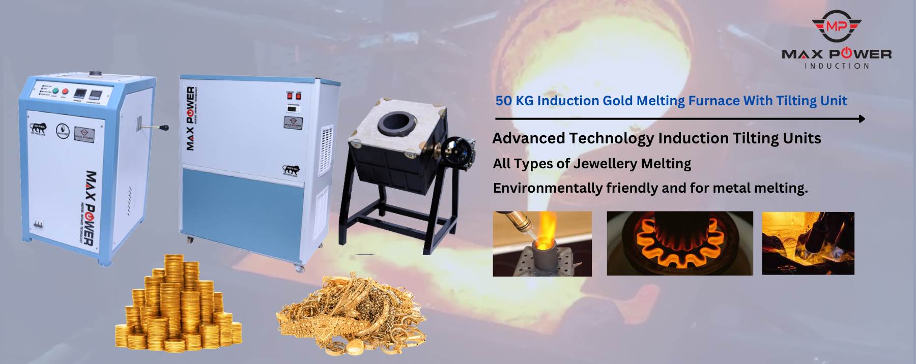 50 KG Induction Gold Melting Furnace With Tilting Unit