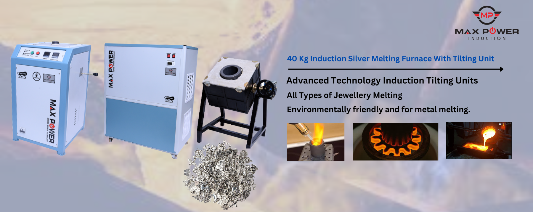 40 Kg Induction Silver Melting Furnace With Tilting Unit