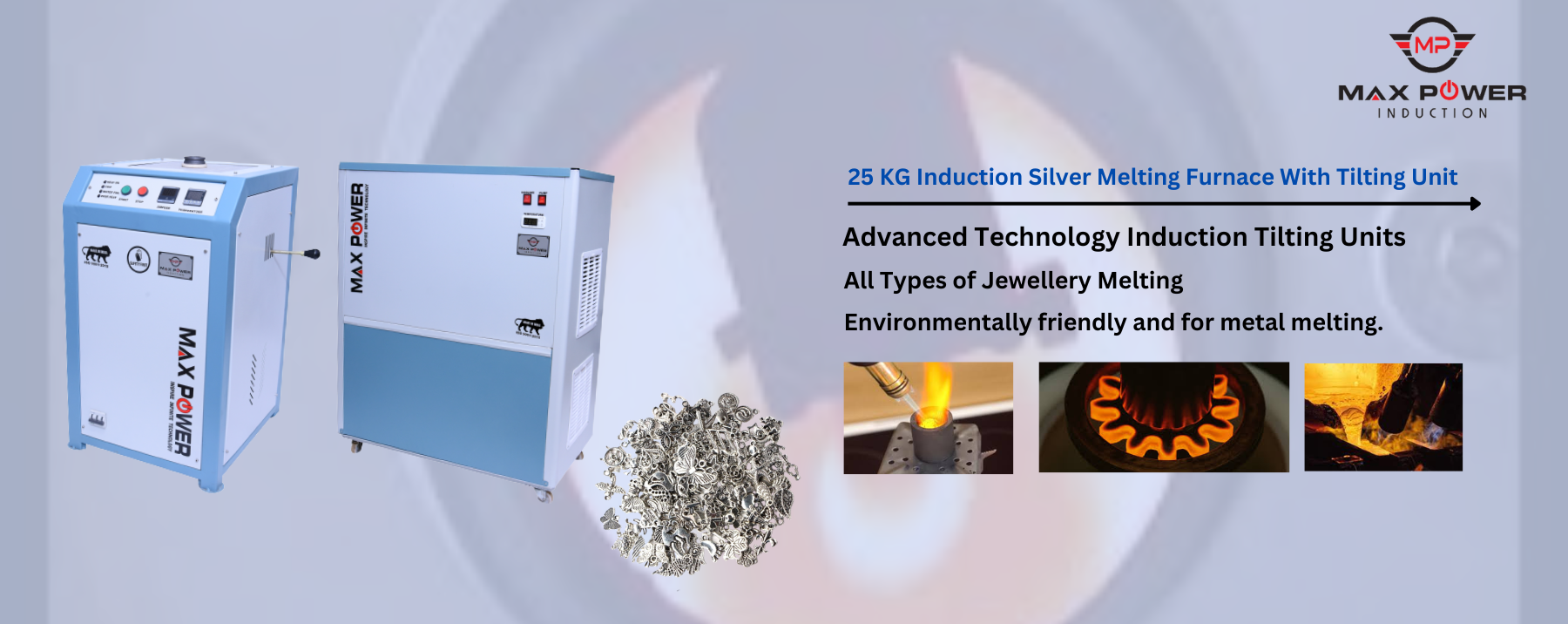 25 KG Induction Silver Melting Furnace With Tilting Unit
