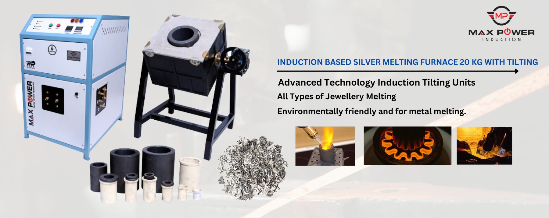 Induction Based Silver Melting Furnace 20 KG With Tilting